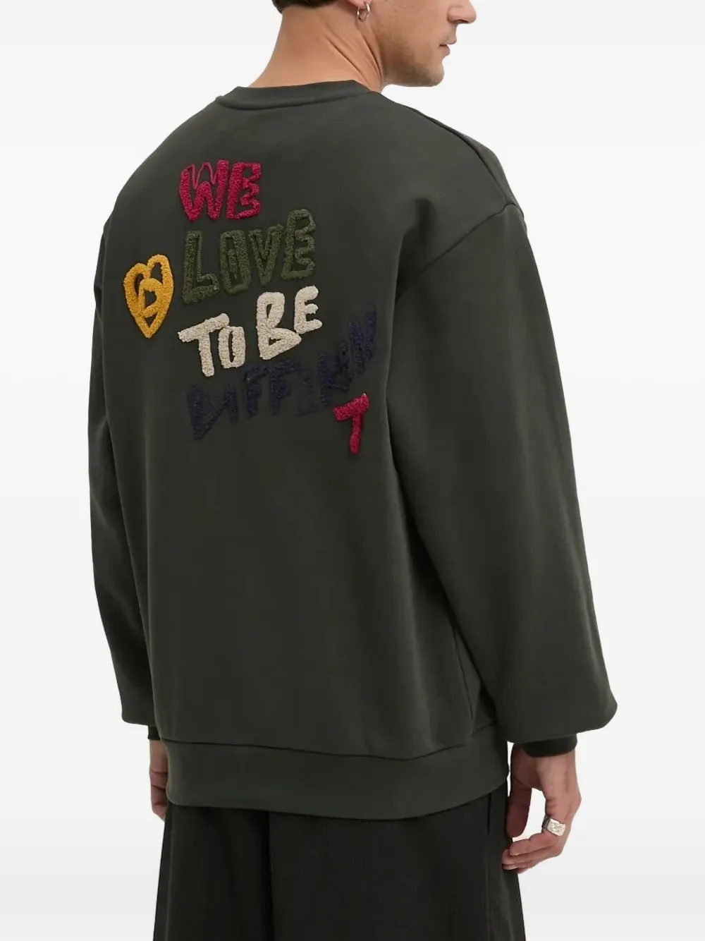 Desigual embroidered-logo sweatshirt - Groen
