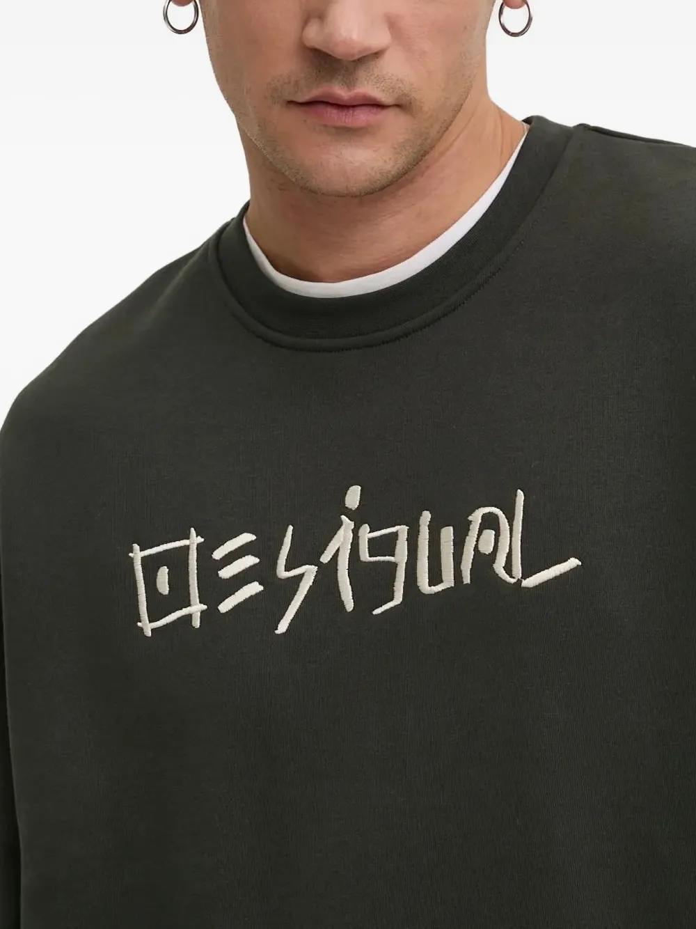 Desigual Sweater met geborduurd logo Groen