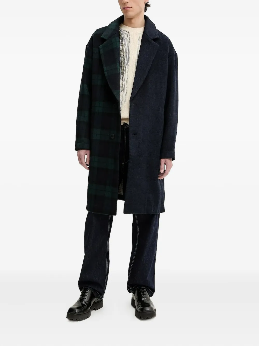 Desigual Checked-pattern Coat In Multi