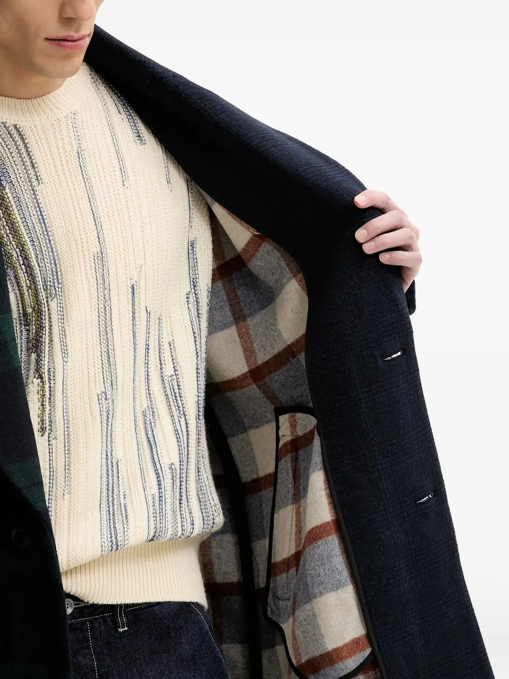Desigual Checked-pattern Coat In Multi