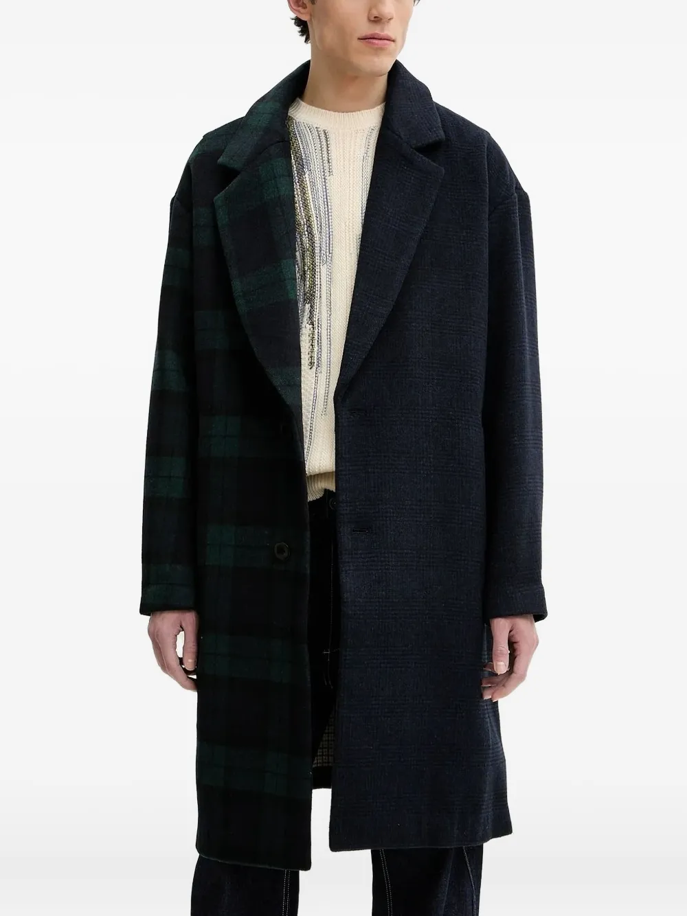 Desigual Checked-pattern Coat In Multi