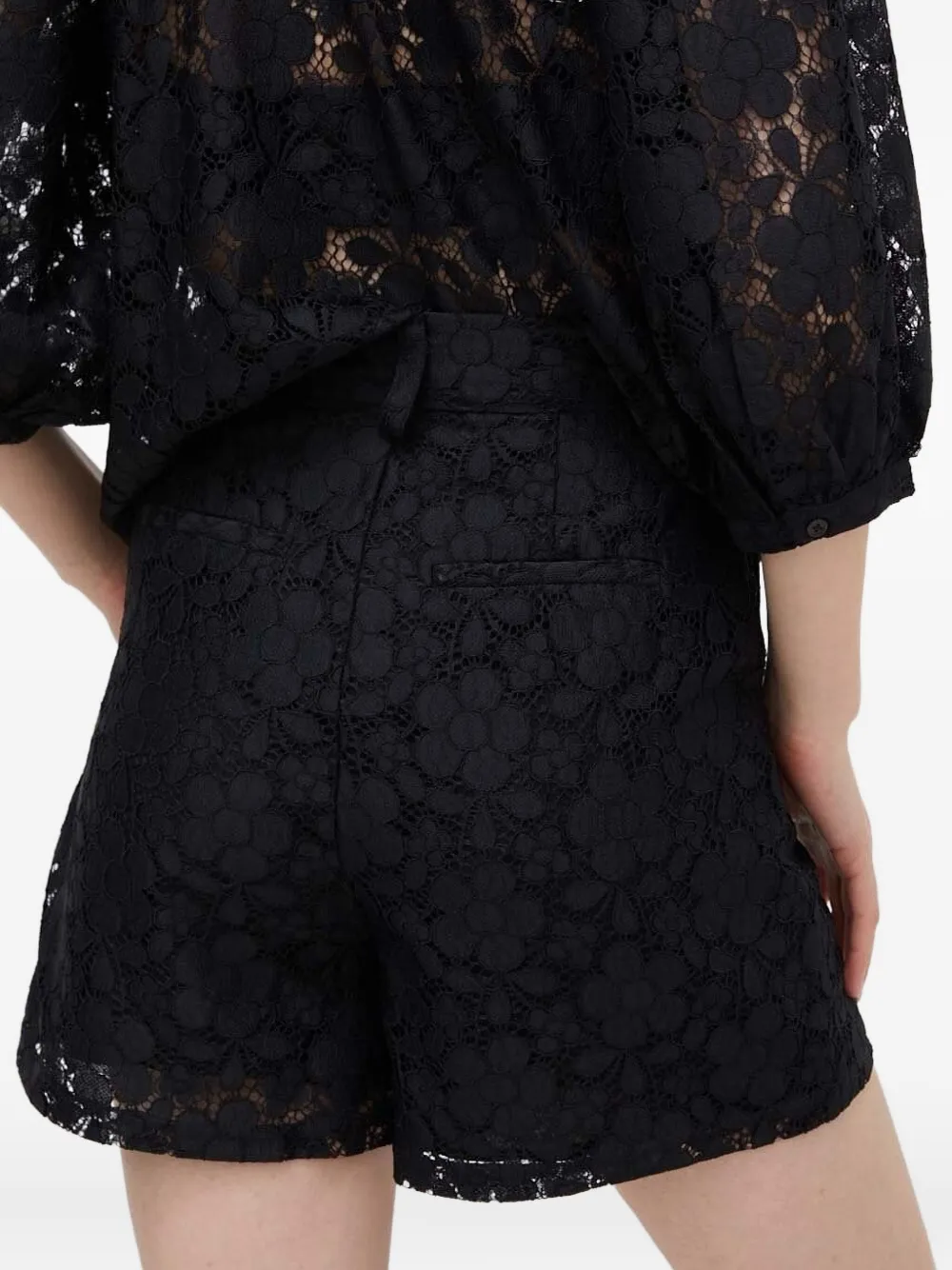 Desigual Floral Laced Shorts In Black