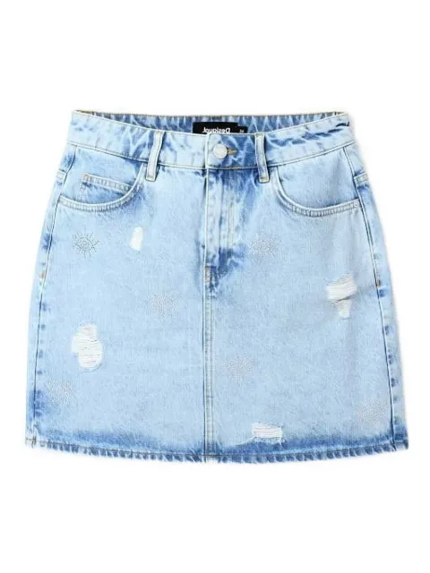 Desigual distressed denim mini skirt