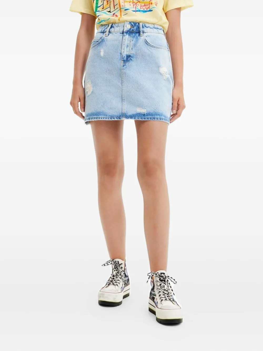 Desigual Gerafelde mini-rok - Blauw