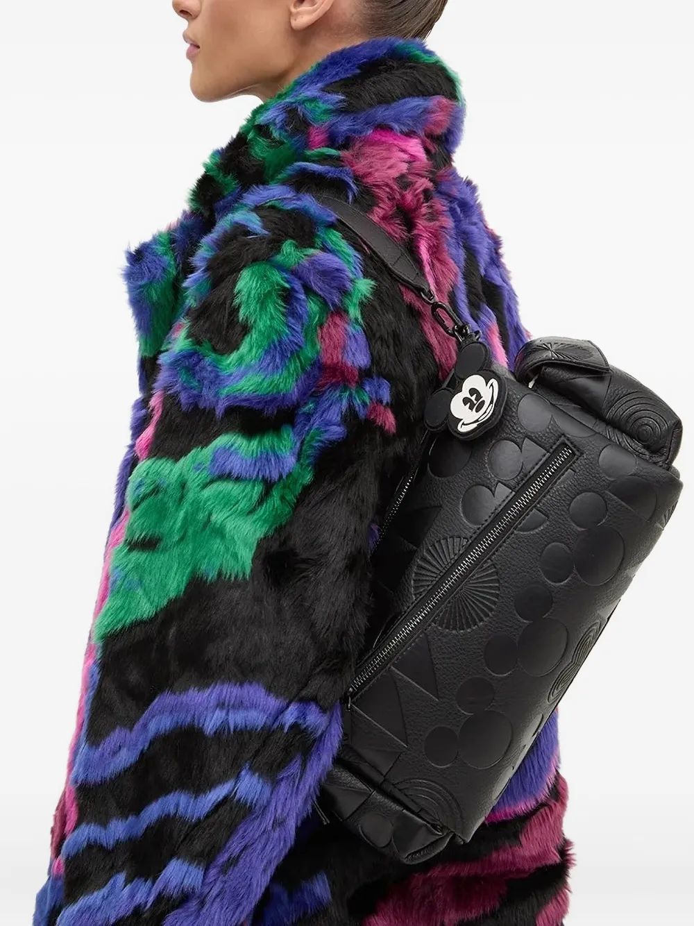 Desigual debossed-print shoulder bag - Zwart