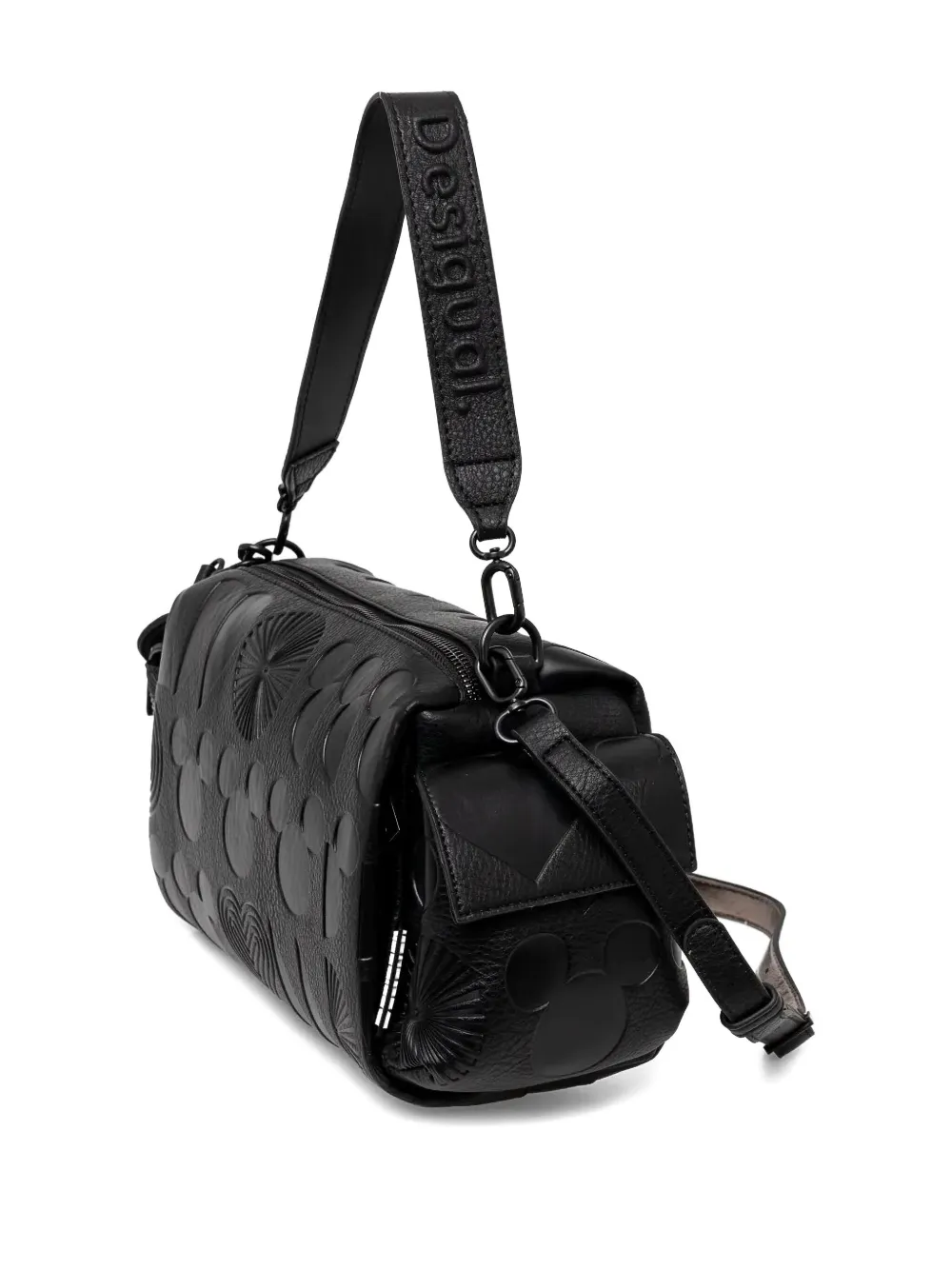 Desigual Debossed-print Shoulder Bag In Black