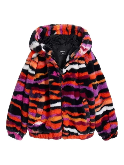 Desigual zebra-pattern hooded jacket