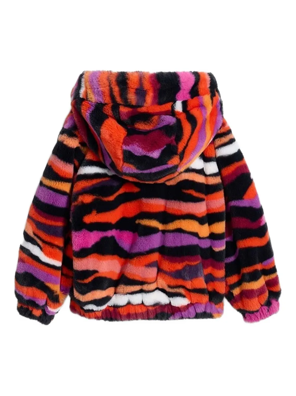 Desigual Zebra-pattern Hooded Jacket In Red