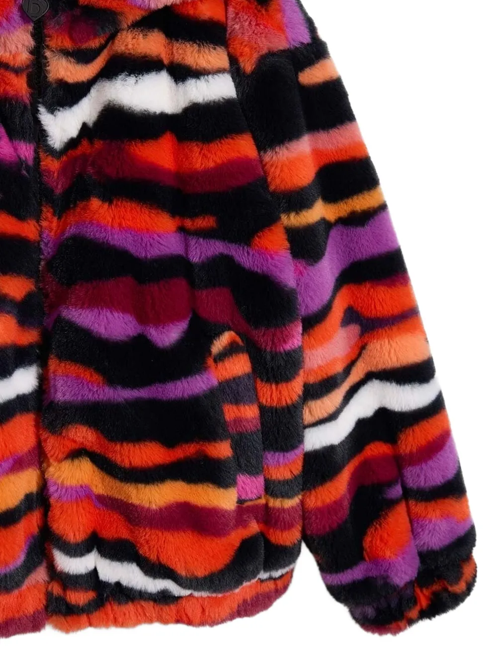 Desigual Zebra-pattern Hooded Jacket In Red