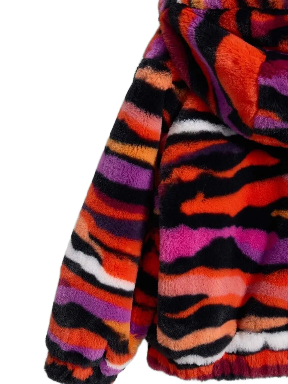 Desigual Zebra-pattern Hooded Jacket In Red
