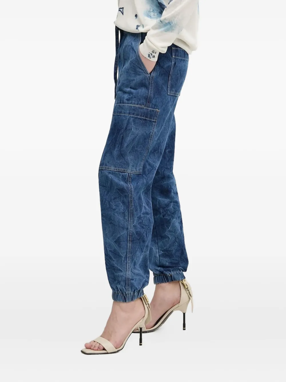 Desigual Drawstring-waist Jeans In Blue