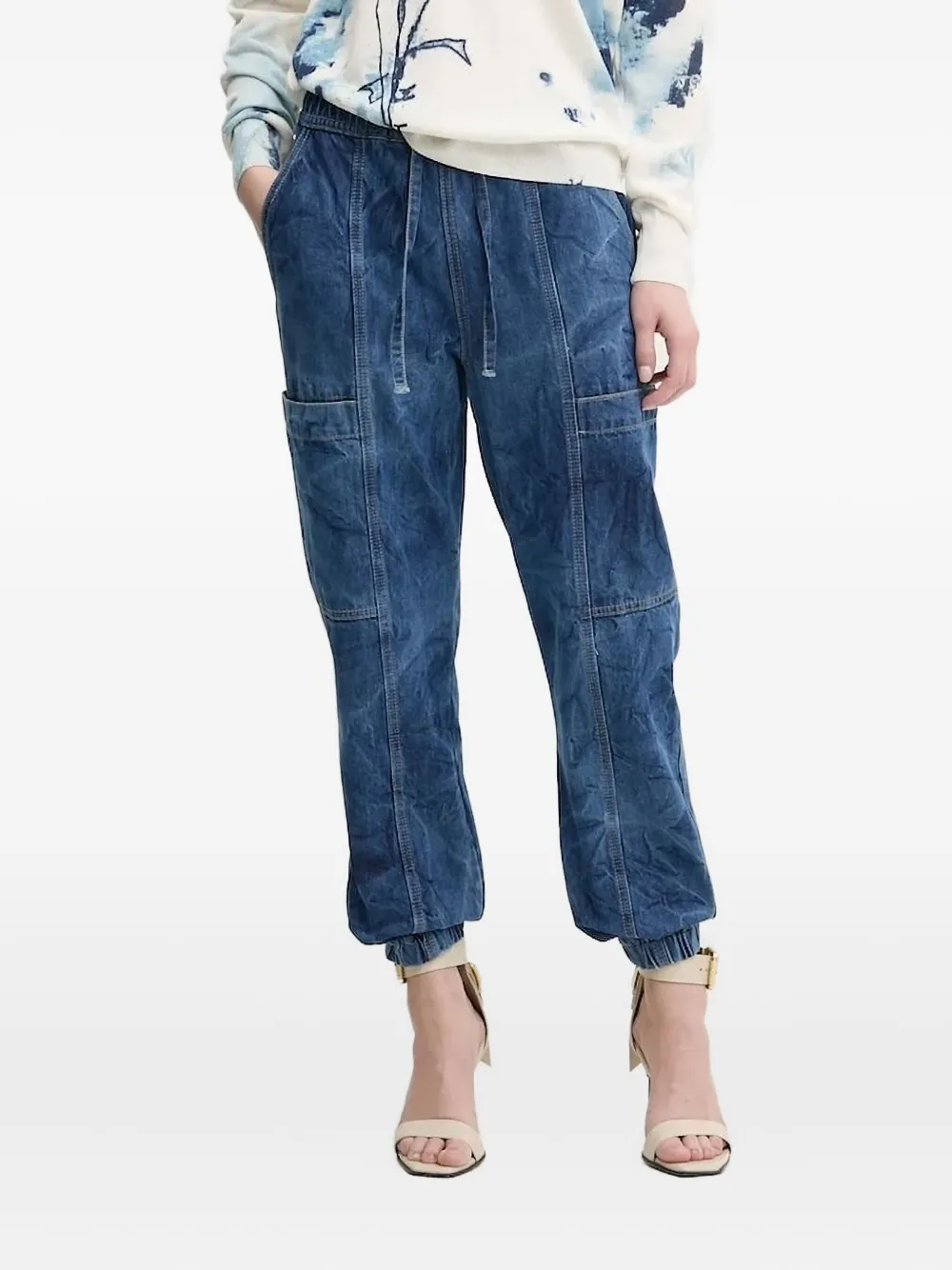 Desigual Drawstring-waist Jeans In Blue