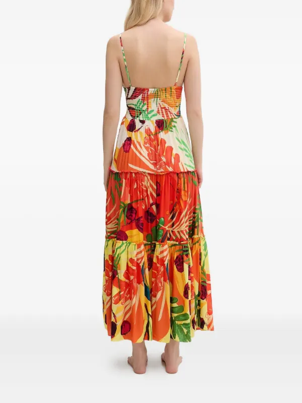 desigual orange dress Desigual Tiered Maxi Dress