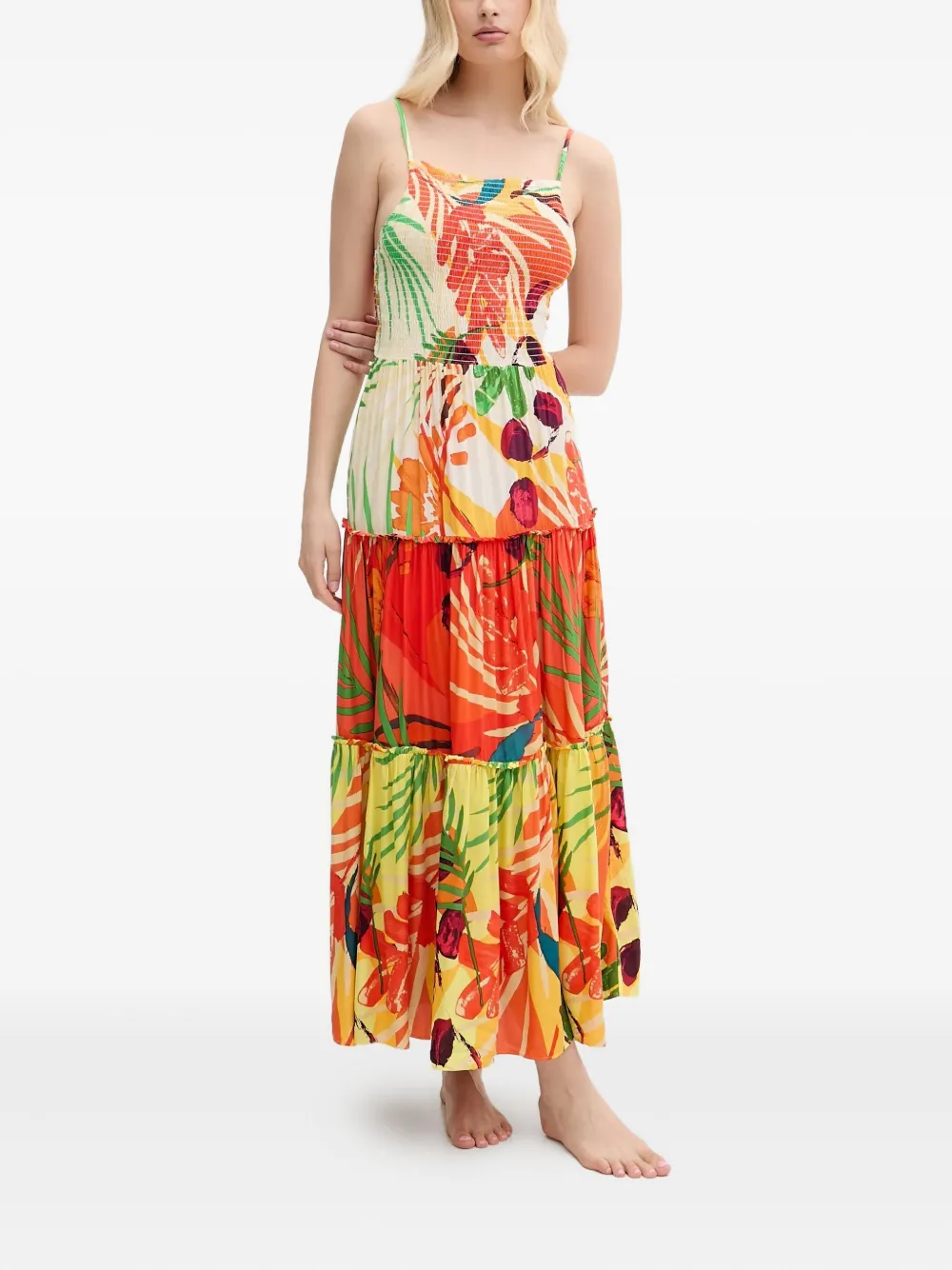 Desigual tiered maxi dress | Orange | Image 1