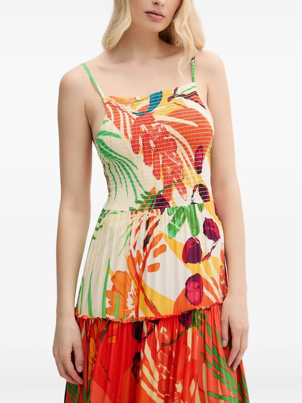 Desigual Tiered Maxi Dress In Multi