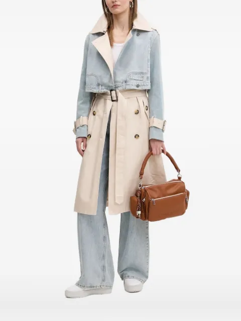 Desigual denim-panelled belted trench coat