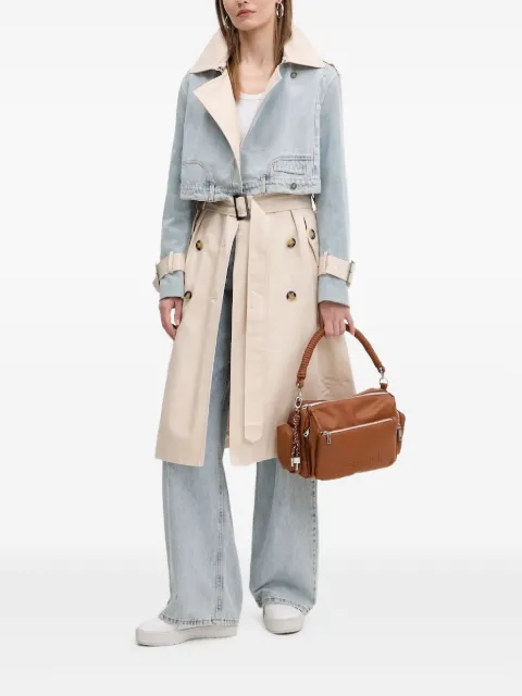Desigual denim-panelled belted trench coat