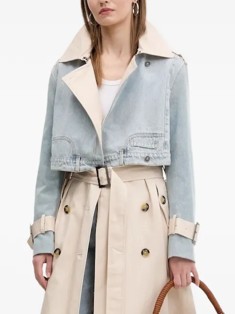 Desigual denim-panelled belted trench coat