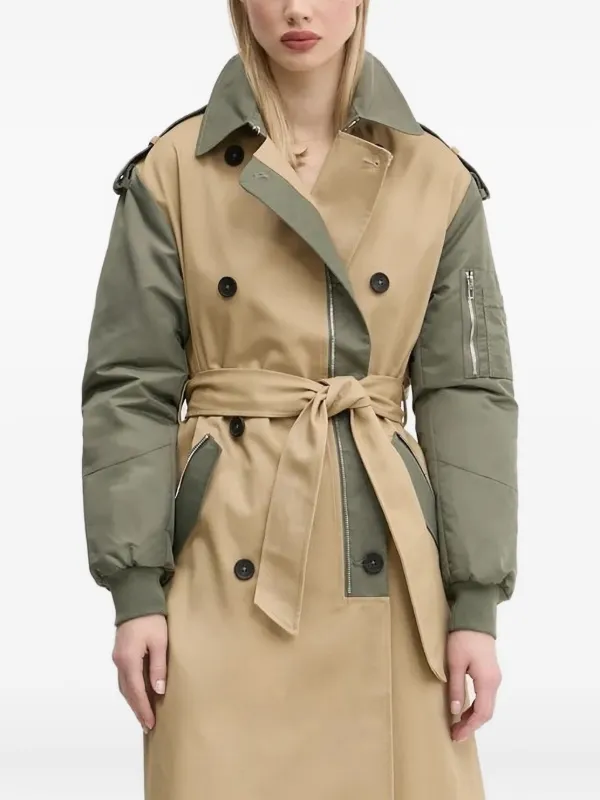 Desigual double-breasted bomber-sleeve Trench Coat Brown