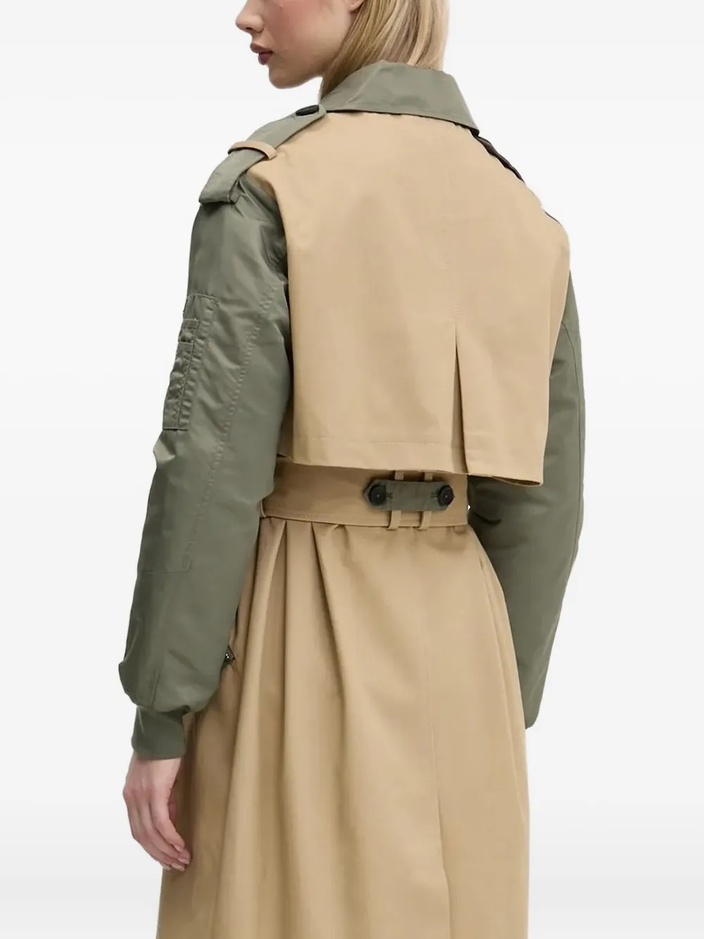 Desigual Double-breasted Bomber-sleeve Trench Coat In Green