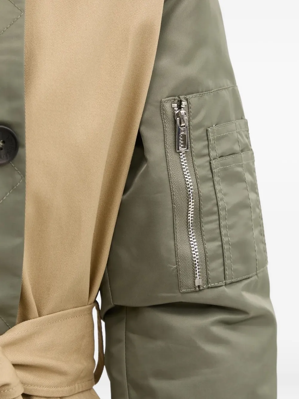 Desigual Double-breasted Bomber-sleeve Trench Coat In Green
