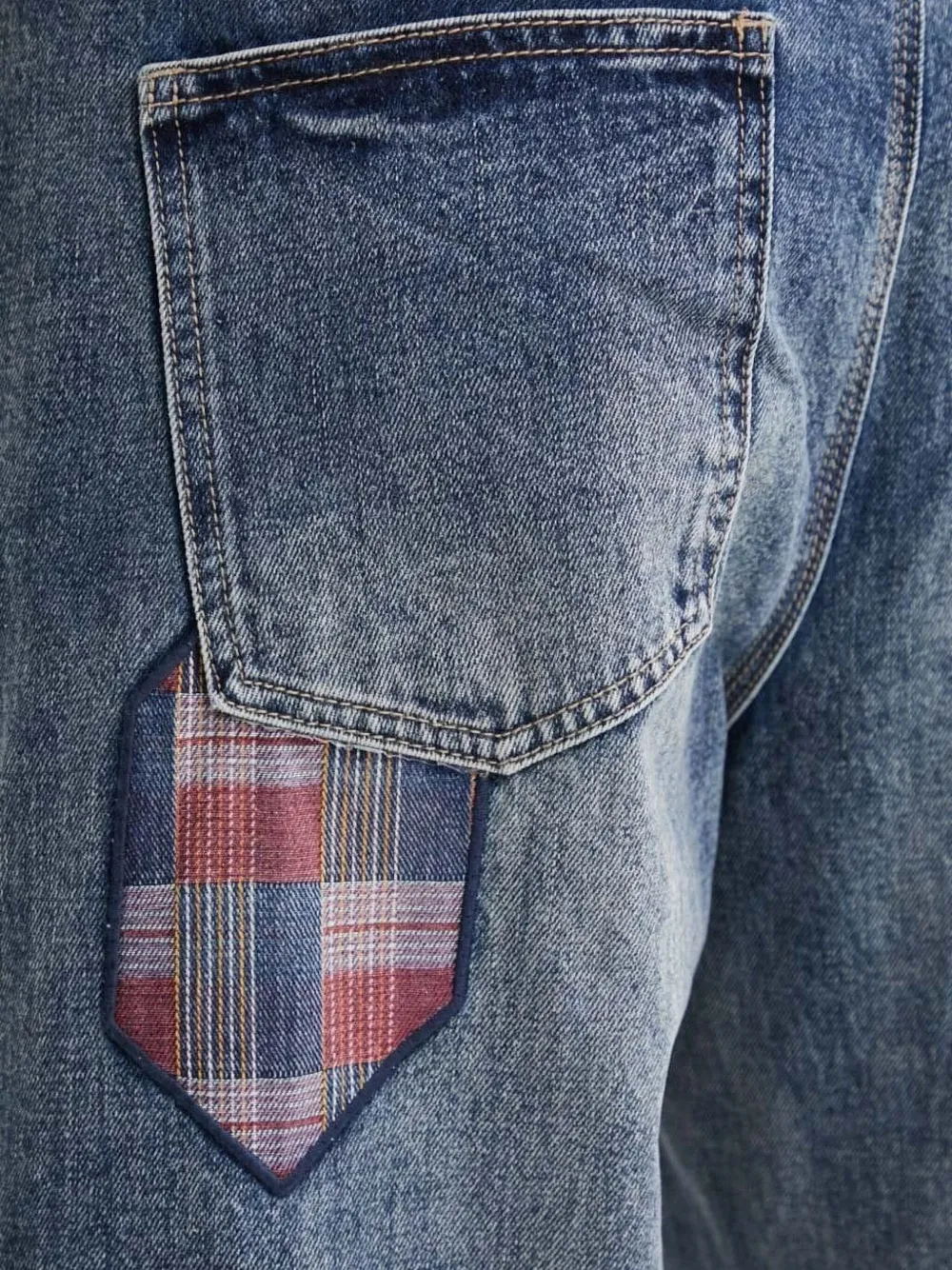 Desigual Patchwork Panel Jeans In Blue