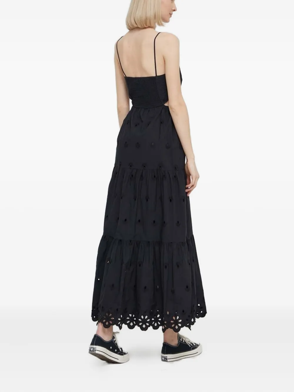 Desigual Gelaagde maxi-jurk met geborduurde ringlets - Zwart
