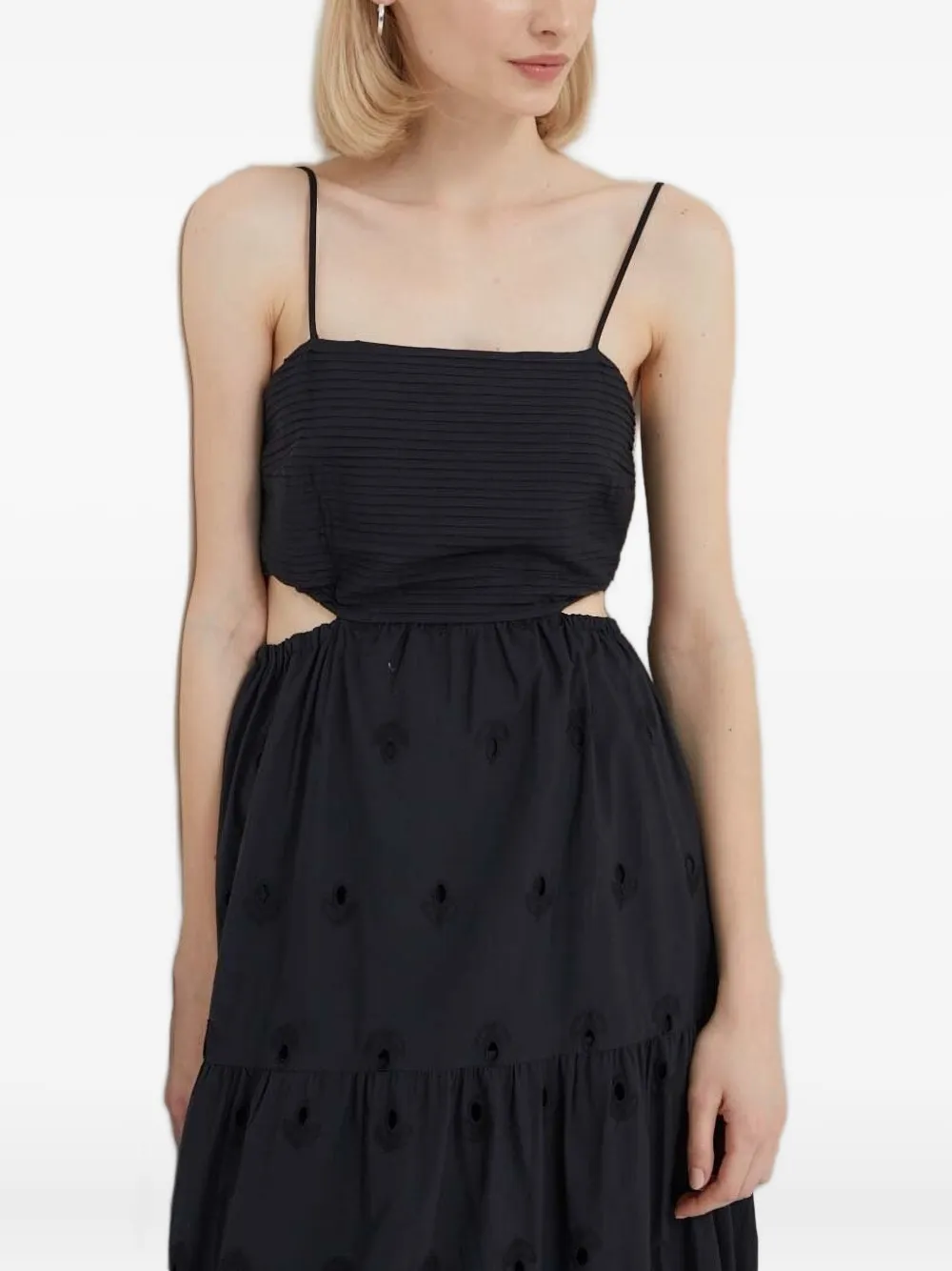 Desigual Gelaagde maxi-jurk met geborduurde ringlets Zwart
