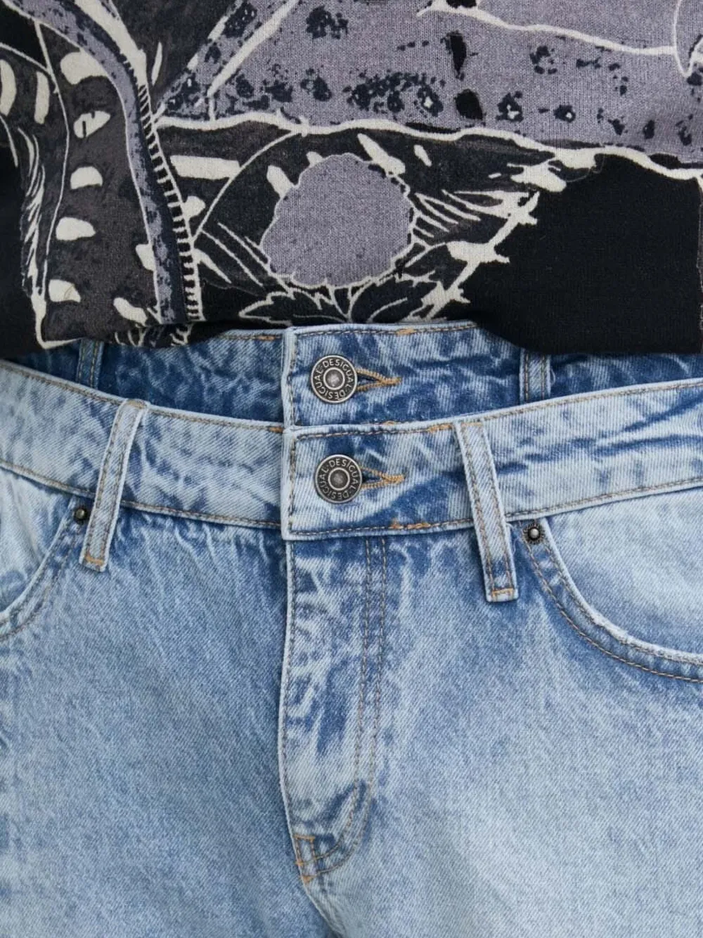 Desigual Jeans met franje afwerking Blauw
