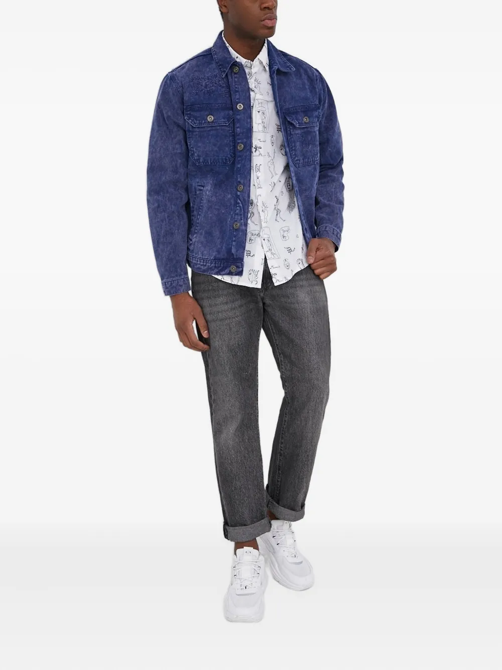 Desigual Embroidered Denim Jacket In Blue