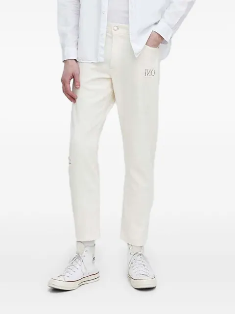 Desigual distressed logo-patch jeans