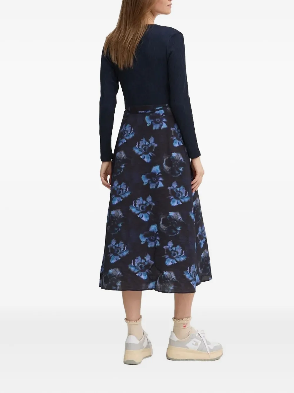 Desigual wrap floral-print midi dress - Blauw