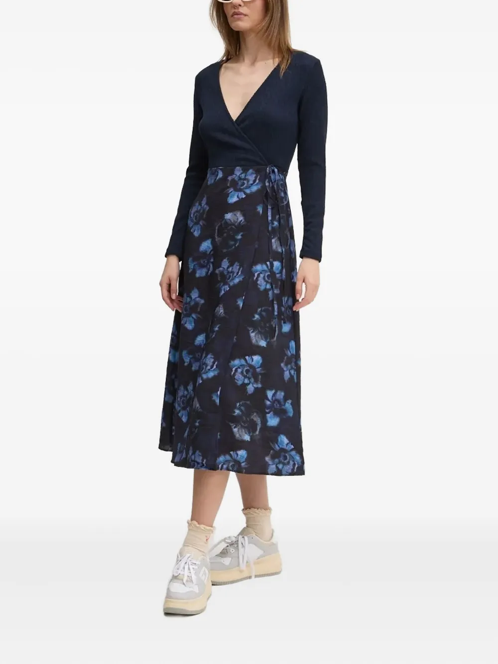 Desigual wrap floral-print midi dress - ブルー Desigual wrap floral-print midi dress - ブルー