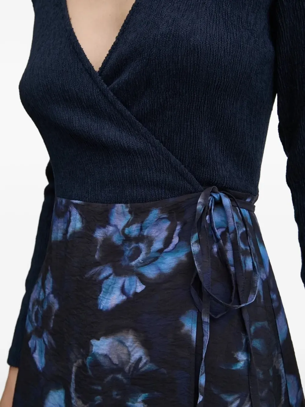 Desigual Wrap Floral-print Midi Dress In Multi