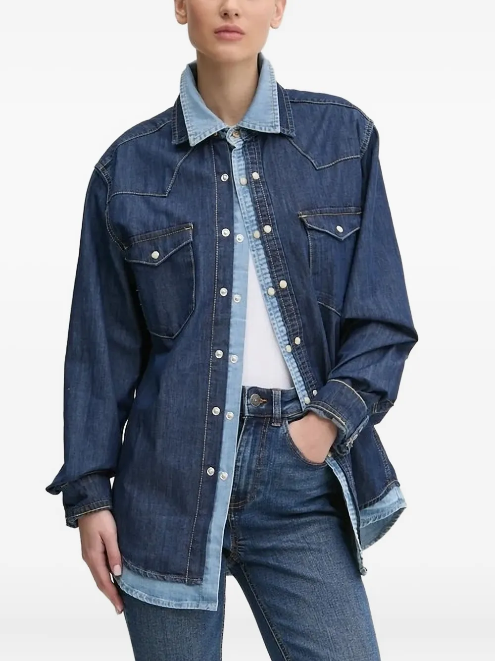 Desigual western-style denim shirt Blauw
