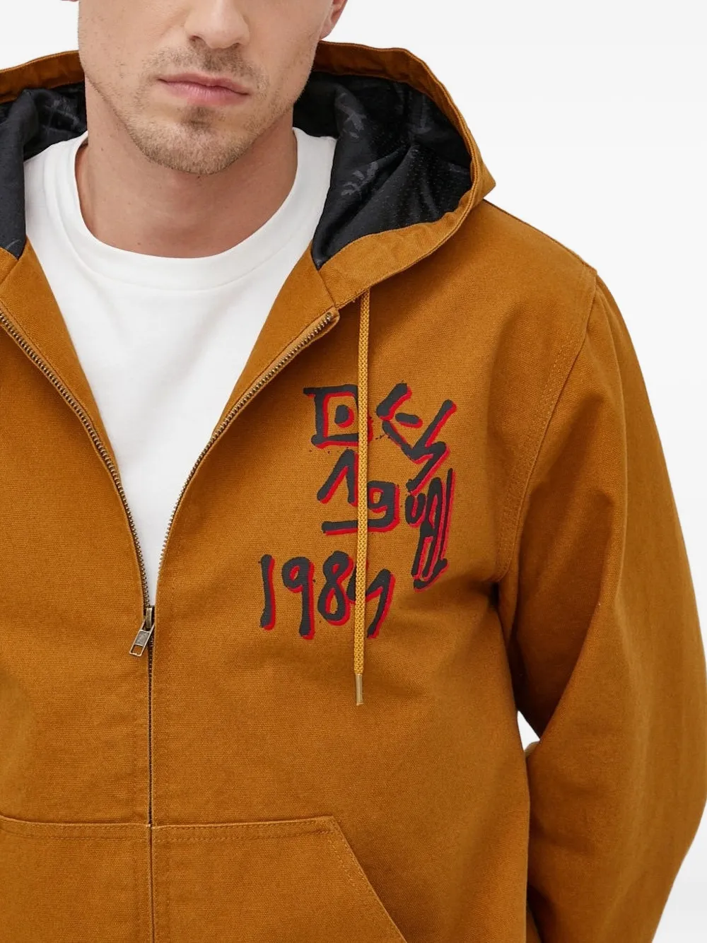 Desigual graphic-print hooded jacket Oranje
