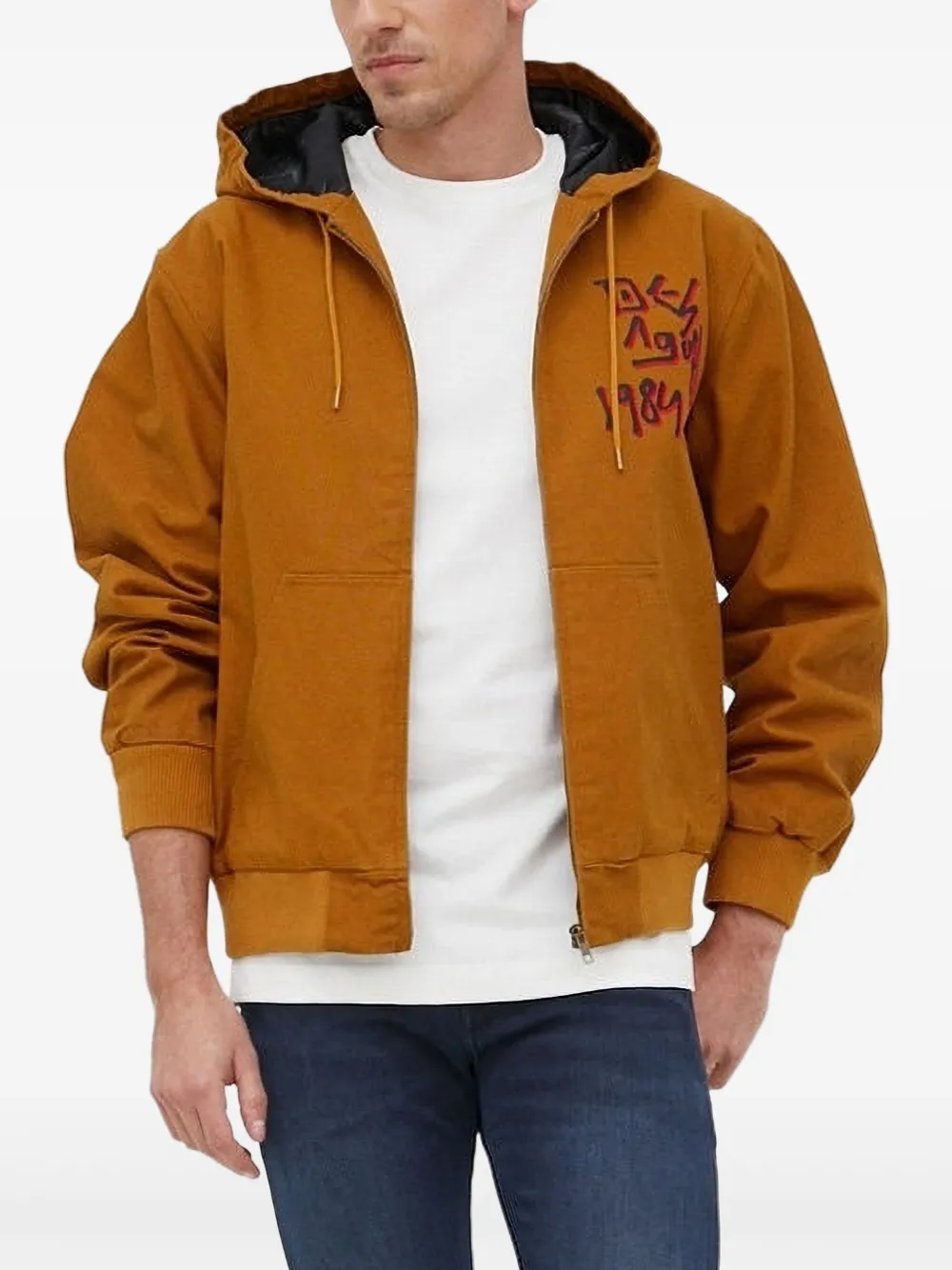 Desigual graphic-print hooded jacket Oranje