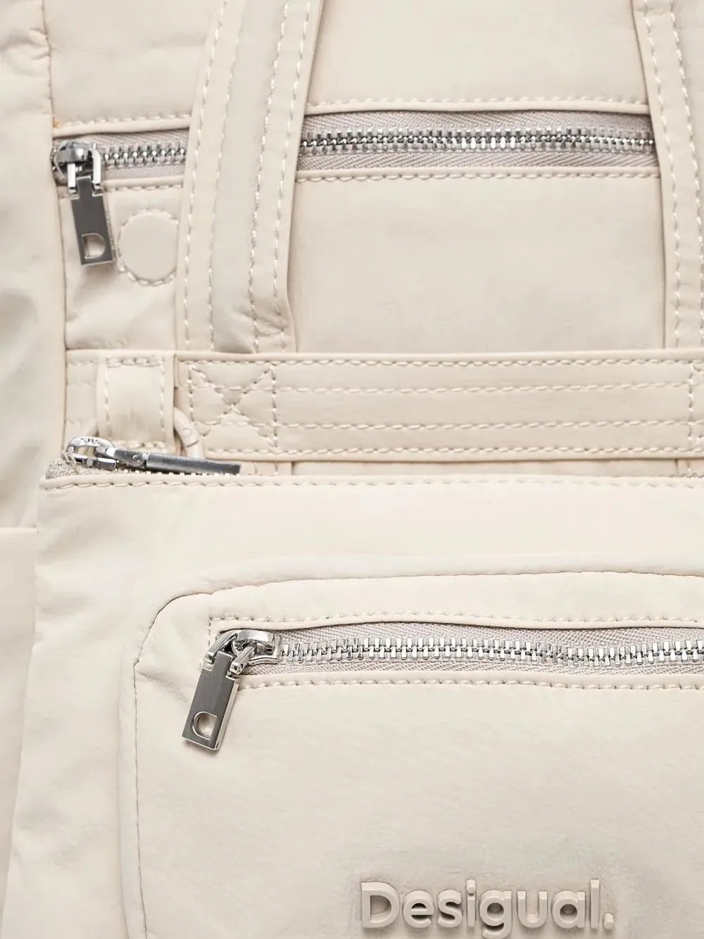 Desigual Shopper met afneembare buidel en ritssluiting Beige