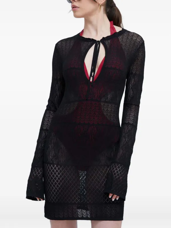 Desigual lace-knit Mini Beach Dress | Black | FARFETCH UK