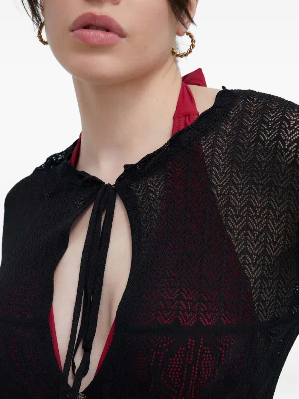 Desigual lace-knit Mini Beach Dress | Black | FARFETCH