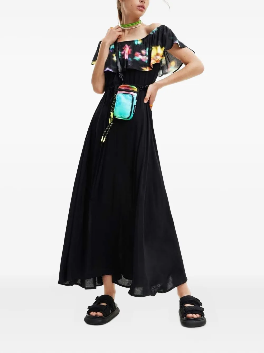 Desigual floral-print maxi dress - Zwart