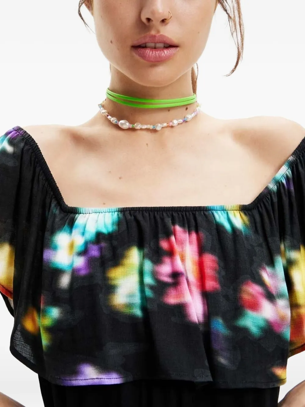 Desigual Maxi-jurk met bloemenprint Zwart