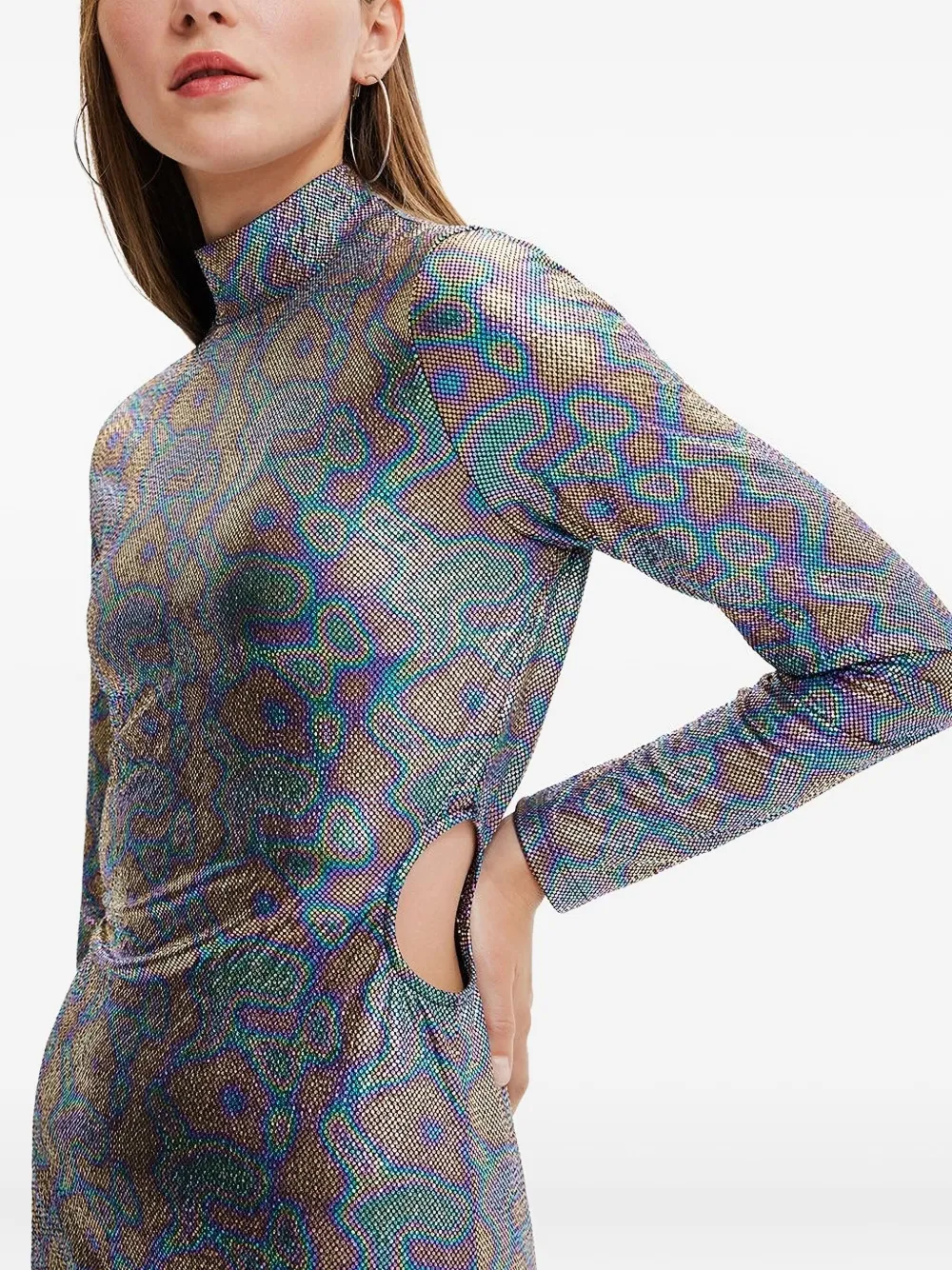 Desigual Mini-jurk met col en uitgesneden details - Veelkleurig