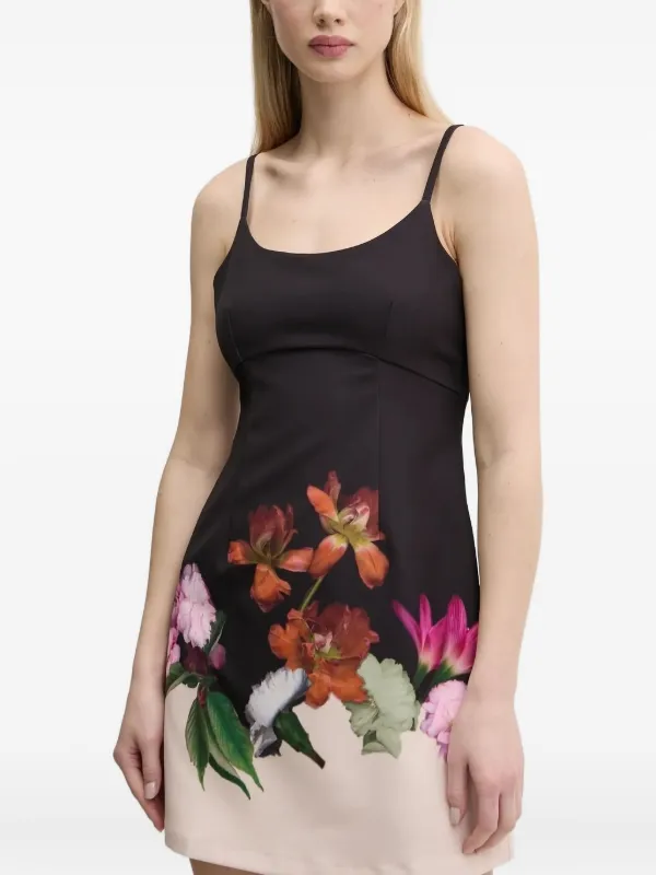 skater dresses floral ASOS LUXE 3D floral halter mini skater dress in apricot