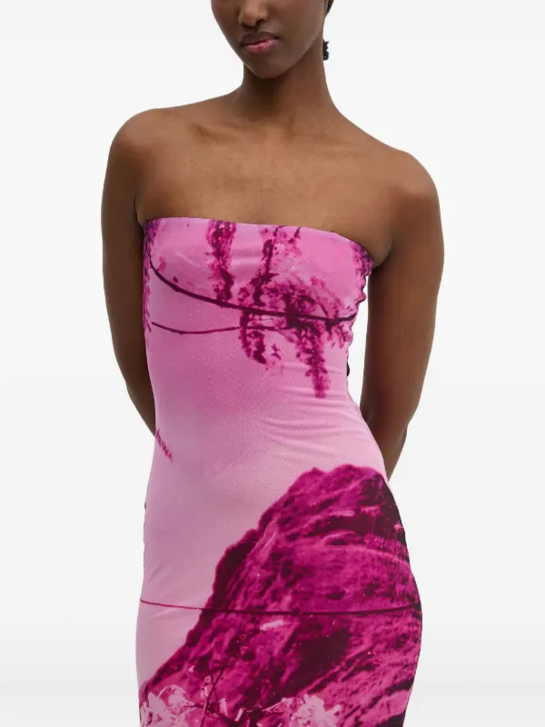 Desigual X Mr. Christian Lacroix Strapless Midi Dress - Pink Desigual X Mr. Christian Lacroix Strapless Midi Dress - Pink