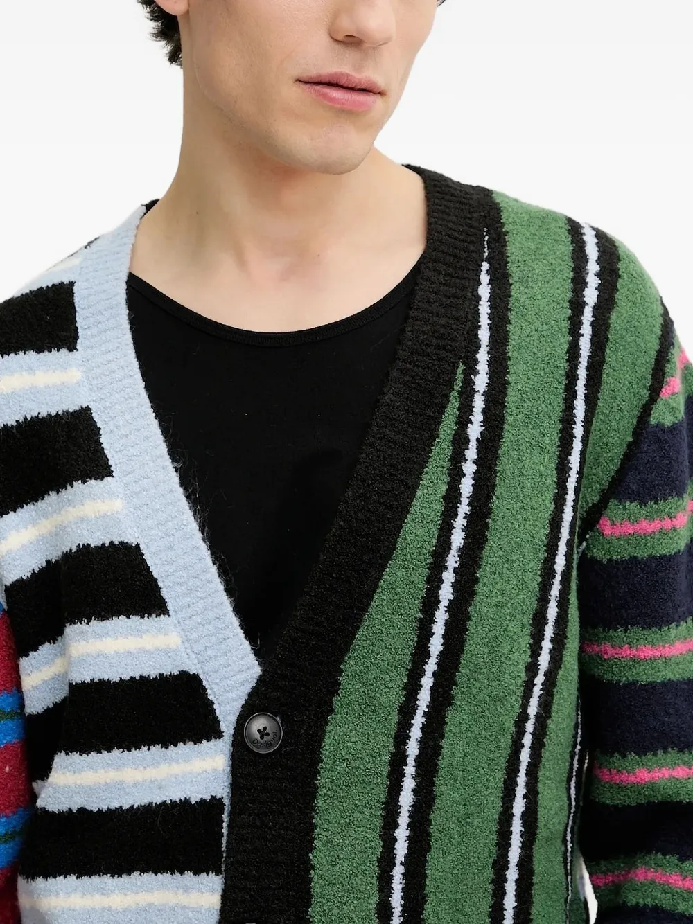 Desigual Striped Patchwork Cardigan In Multi