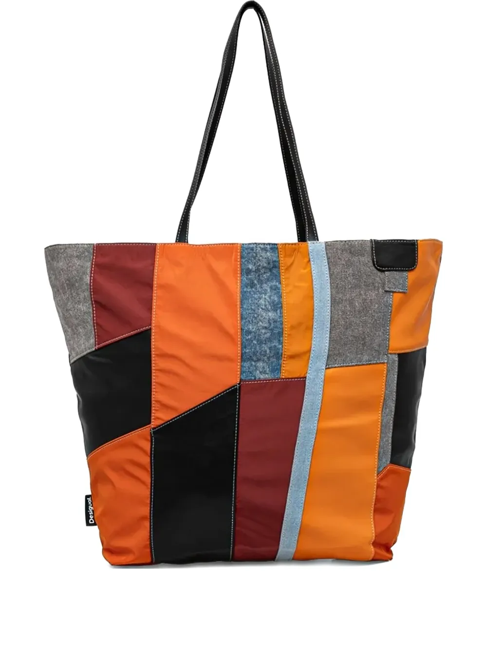 Desigual Patchwork Tote Bag In Orange