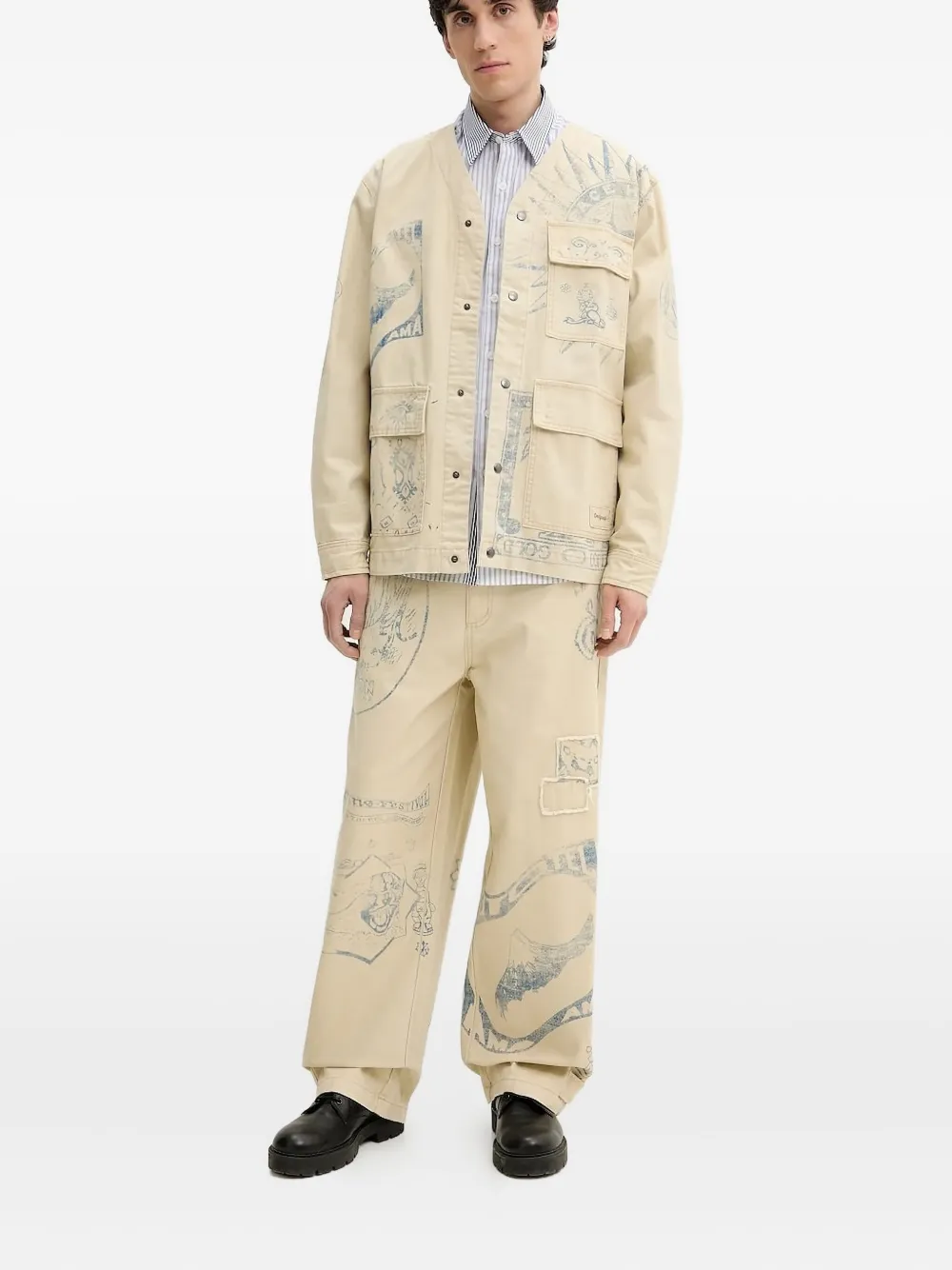 Desigual stamp-print jeans Beige