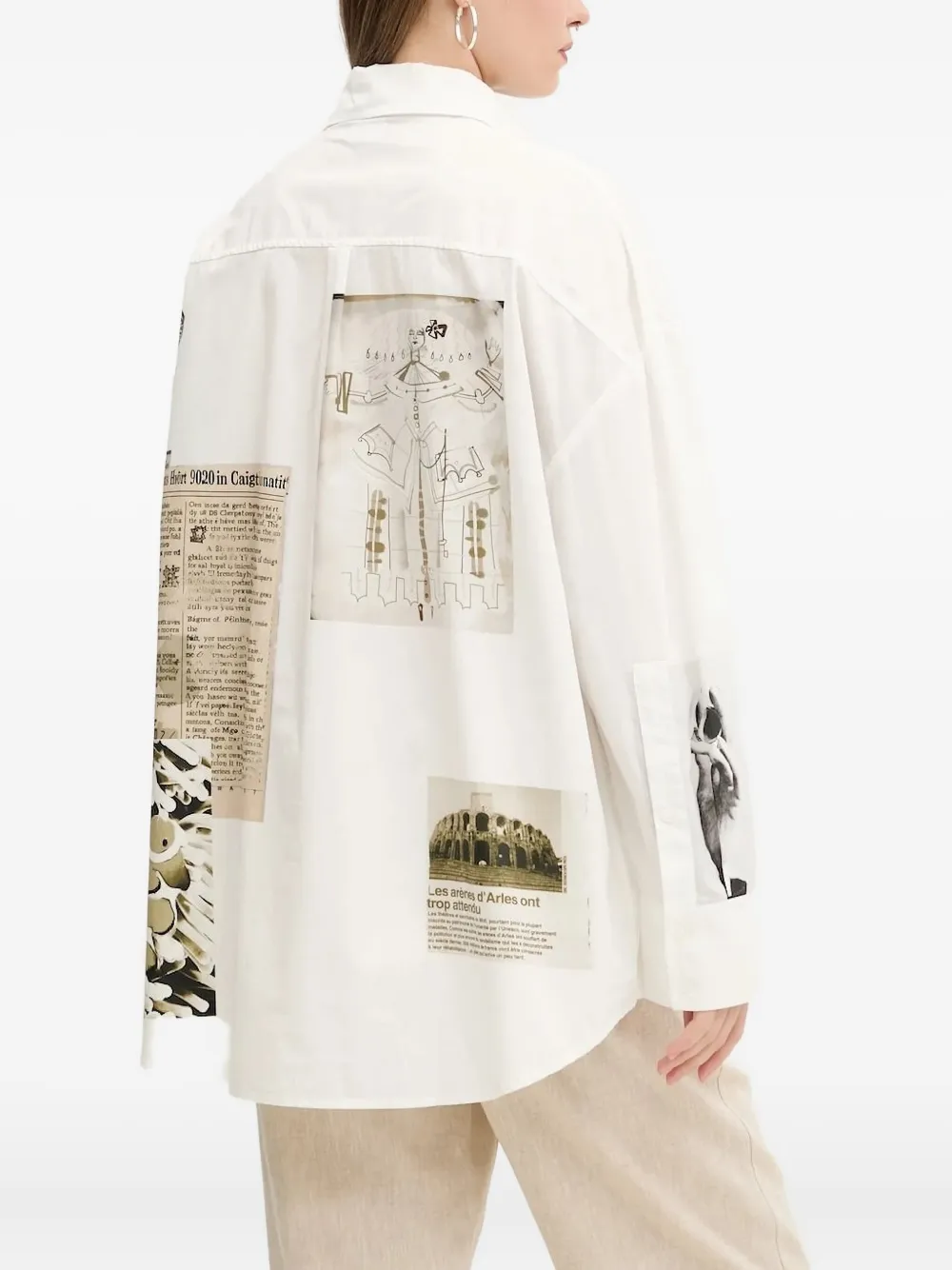 Desigual Blouse met print en ritssluiting - Wit