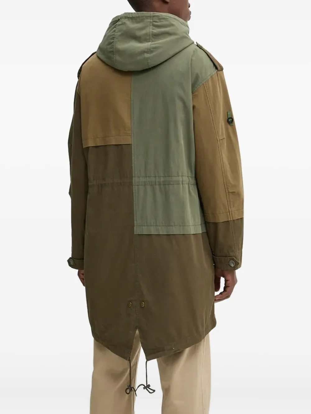 Desigual Patchwork Hooded Parka In Multi